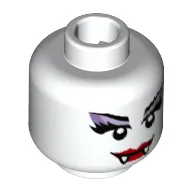 Minifig Head Spider Lady, Red Lips, Fangs and Purple Eye Shadow Print [Hollow Stud]