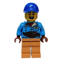 Dark Azure Torso, Medium Nougat Legs, Blue Cap