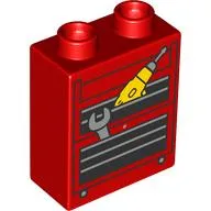 Duplo Brick 1 x 2 x 2 with Tool Chest, Drill, Wrench print