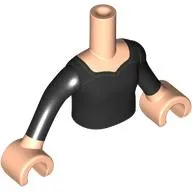 Minidoll Torso Woman with Light Nougat Arms and Hands with Black Dress print