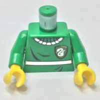 Torso Quidditch Sweater with Slytherin Crest Print, Green Arms, Yellow Hands