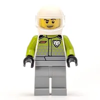 Race Driver, Lime Jacket, Light Bluish Gray Legs, White Helmet