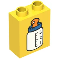 Duplo Brick 1 x 2 x 2 with Baby Bottle Blue Top Print
