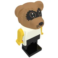 Fabuland Figure Raccoon - White Torso with Yellow Arms and Hands - Black Legs