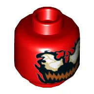 Minifig Head Carnage, Black Jagged Eyes, Wide Dark Orange Mouth Print [Hollow Stud]