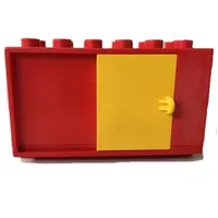 Duplo Vehicle Container 6 x 3 with Yellow Sliding Door and Two Round Yellow Arrows Pointing Up and Down Print