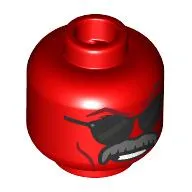 Minifig Head Red Hulk, Angry Scowl / Black Sunglasses, Dark Bluish Grey Thick Moustache