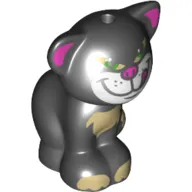 Animal, Cat, Sitting Tan Paws, Front, Purple Ears, White Snout, Tongue, Mean