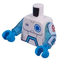 Torso, Dark Azure Star of Life, Droid Panels, Battery on Back print, Trans-Light Blue Arms, Dark Azure Hands