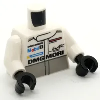 Torso Racing Jacket, Light Bluish Gray Band, Mobil 1 and DMG MORI Logo's / PORSCHE, DMG MORI, and Comm Device (Radio) on Back Print, White Arms, Black Hands