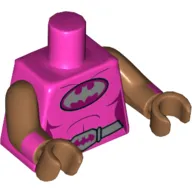 Torso Bodysuit, Batman Logo on Magenta Oval and Silver Belt with Bat Buckle Print, Medium Nougat Arms and Hands with Cuffs Print