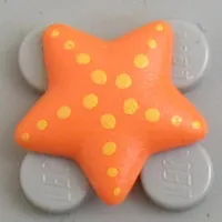 Clikits Icon, Star 2 x 2 Small with Pin [Frosted] Yellow Spots as Starfish Print