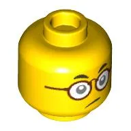 Minifig Head Mr Tang, Eyes Closed with Open Mouth / Eyes Open with Reddish Brown Glasses and Closed Mouth Print