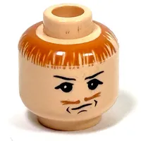 Minifig Head Peter Pettigrew (Wormtail), Moustache, Hair, Eyebrows, White Pupils, Dimples Print