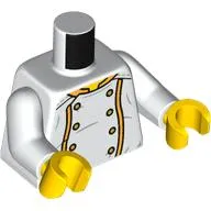 Torso, Jacket, Bright Light Orange Trim, Gold Buttons, Dragon on Back print, White Arms, Yellow Hands