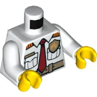 Torso Fire Chief Shirt with Tie, Fire Logo Badge and Belt Print, White Arms, Yellow Hands