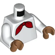 Torso Red Bow Tie/Scarf Print, White Arms, Medium Nougat Hands