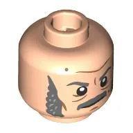 Minifig Head Quint, Dark Bluish Grey Eyebrows, Moustache Sideburns, Smirk Print