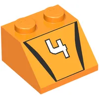 Slope 45° 2 x 2 with '4' Hot Scorcher Print