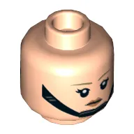 Minifig Head Corporal Zuzanu Latt, Black Chin Strap, Dark Tan Eyebrows, Disgusted / Angry Print