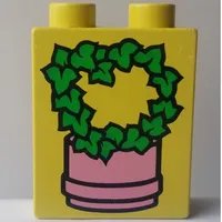 Duplo Brick 1 x 2 x 2 with Pot and Vine Print