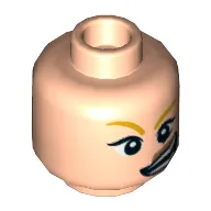 Minifig Head Supergirl, Dark Orange Lips, Wide Crooked Grin with Teeth Print [Hollow Stud]