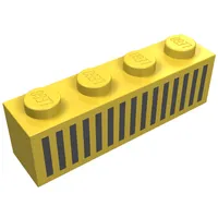Brick 1 x 4 with Bottom Tubes, Lowered Center Cross Support with Black 15 Bars Grill Print