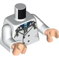 Torso, Navy Uniform, Buttons, Silver String, Dark Blue Shirt, Medium Blue Tie print, White Arms, Light Nougat Hands