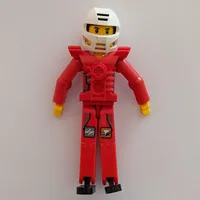 Technic Figure Red Legs, Red Top with Technic Logo and Black Hair - White Helmet