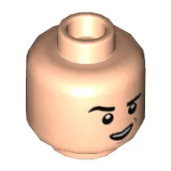 Minifig Head Kenji, Raised Right Eyebrow with Open Mouth Smirk / Scared Print