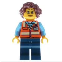 Crossing Guard, Orange Safety Vest, Dark Blue Legs