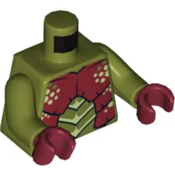 Torso Galaxy Squad Mantizoid with Dark Red, Yellowish Green and Black Exoskeleton Print, Olive Green Arms, Dark Red Hands
