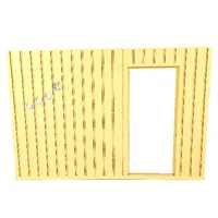 Scala, Building, Wall, Vertical Grooved 40 x 2 x 22 2/3 with Door Opening, Plain White Stripe on Medium Orange Print