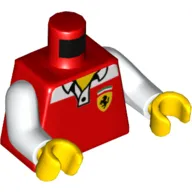Torso Shirt with White Collar and Ferrari Logo Print, White Arms, Yellow Hands
