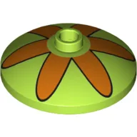 Dish 3 x 3 Inverted [Radar] with Orange Six Petal Flower Print