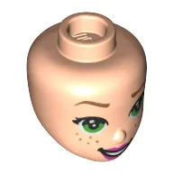 Minidoll Head Green Eyes, Dark Pink Lips, Freckles