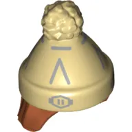 Hair and Hat, Tan with Light Bluish Grey Decorations, with Hair Straight Shoulder Length