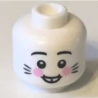 Minifig Head Rabbit / Bunny, with Buck Teeth, Whiskers, Pink Blushes Print