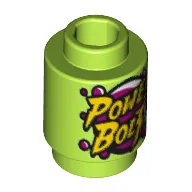 Brick Round 1 x 1 Open Stud with 'Power Bolt' Print