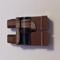 Hips and Reddish Brown Legs with Dark Blue Vest Tails and Red and White Stitched Sash Print