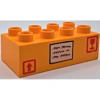 Duplo Brick 2 x 4 with Address Label, Arrow and Glass Print
