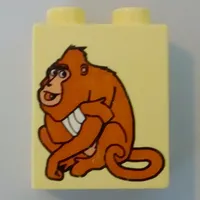 Duplo Brick 1 x 2 x 2 with Sitting Ape Print (From Dora The Explorer)