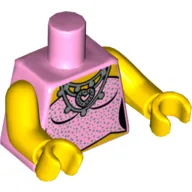 Torso Strapless Top with Silver Sparkles, Heart Necklace Print, Yellow Arms and Hands