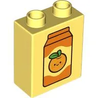 Duplo Brick 1 x 2 x 2 with Bottom Tube, Orange Juice Carton Print