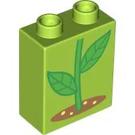 Duplo Brick 1 x 2 x 2 with Green Stem, Ground print