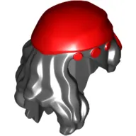 Hair Mid-Length with Parting and Rag Wrap / Bandana Red Print