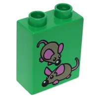 Duplo Brick 1 x 2 x 2 with Two Mice Print