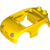 Duplo Car Body with 2 Studs on Back and Silver Headlights Print