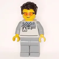 Garage Worker, White/Light Bluish Grey Suit, Dark Brown Hair, Glasses