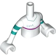 Minidoll Torso Girl with White Coat with Dark Azure Stripes Around Arms, Dark Purple Line Across Chest